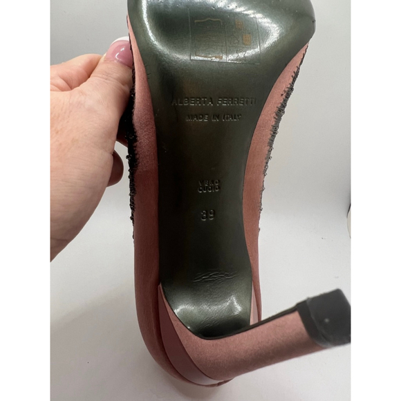 Limited Edition Alberta Ferretti Pink & Gray Embellished Heels Size 8.5 - Picture 7 of 7